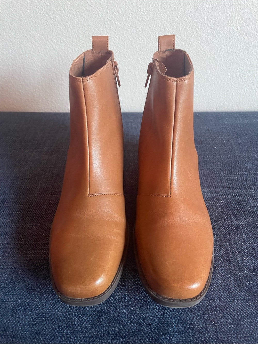 Clarks Tan Leather Zip Ankle Booties